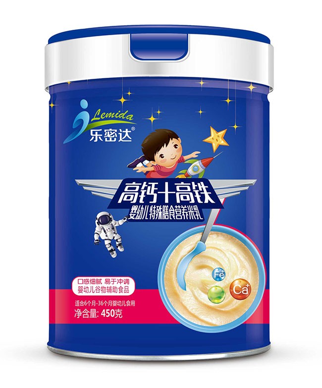 樂密達(dá)  高鈣+高鐵嬰幼兒特膳米乳  450g